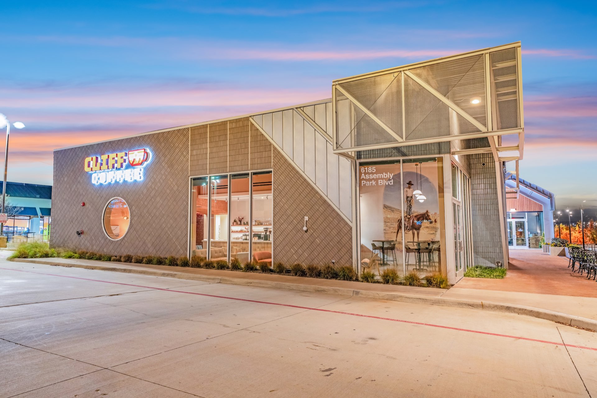 Cliff Coffee at twilight, Assembly Park